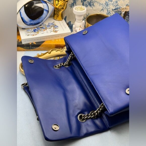 🆕 KURT GEIGER LONDON 🧿 NWT XXL Kew Leather Bag, Deep Blue - Picture 10 of 15
